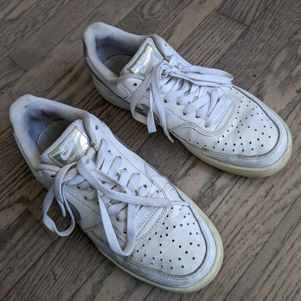Nike Court Vision Low White Sneakers Shoes, Women's 8